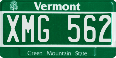 VT license plate XMG562