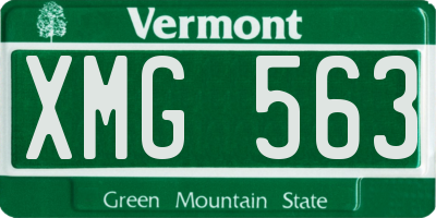 VT license plate XMG563