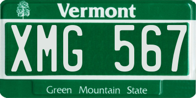 VT license plate XMG567