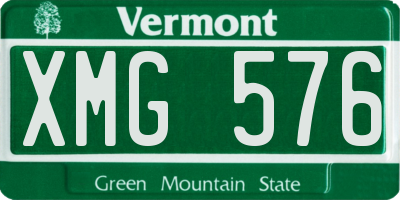 VT license plate XMG576