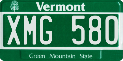 VT license plate XMG580