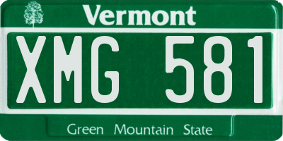 VT license plate XMG581