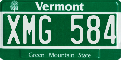 VT license plate XMG584