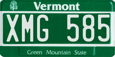 VT license plate XMG585