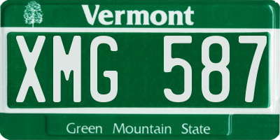 VT license plate XMG587