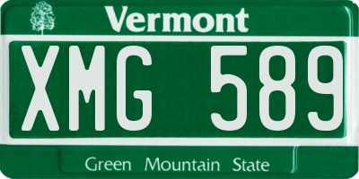 VT license plate XMG589