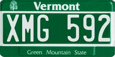 VT license plate XMG592