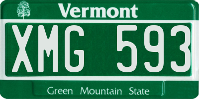 VT license plate XMG593