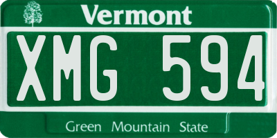 VT license plate XMG594