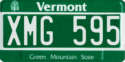 VT license plate XMG595