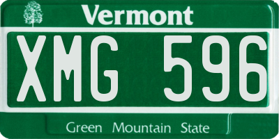 VT license plate XMG596
