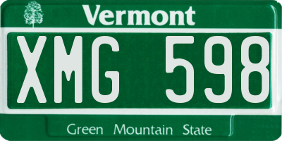 VT license plate XMG598