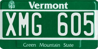 VT license plate XMG605
