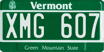 VT license plate XMG607