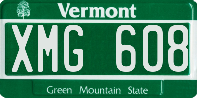 VT license plate XMG608