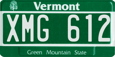 VT license plate XMG612