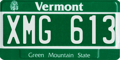 VT license plate XMG613