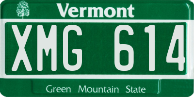 VT license plate XMG614