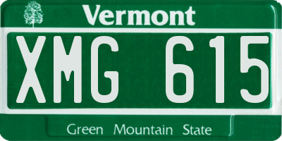 VT license plate XMG615