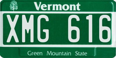 VT license plate XMG616