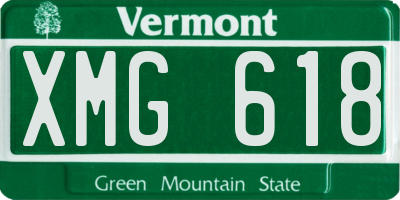 VT license plate XMG618