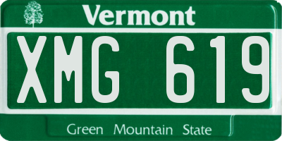 VT license plate XMG619
