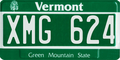 VT license plate XMG624