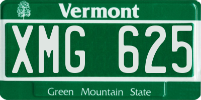 VT license plate XMG625