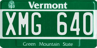 VT license plate XMG640