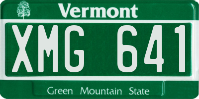 VT license plate XMG641