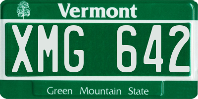 VT license plate XMG642