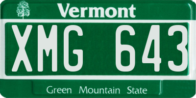 VT license plate XMG643