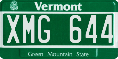 VT license plate XMG644