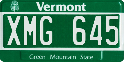 VT license plate XMG645