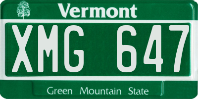 VT license plate XMG647