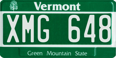 VT license plate XMG648