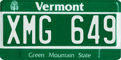 VT license plate XMG649