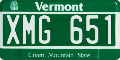 VT license plate XMG651