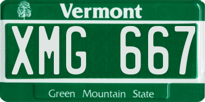 VT license plate XMG667