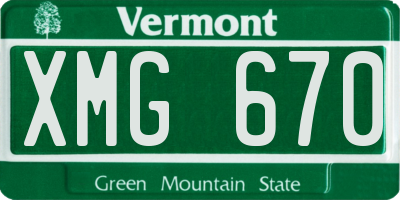 VT license plate XMG670