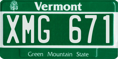 VT license plate XMG671