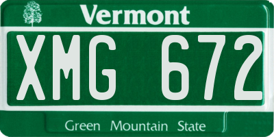 VT license plate XMG672