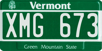 VT license plate XMG673