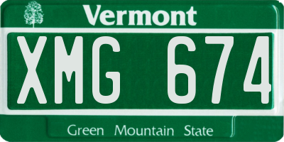 VT license plate XMG674