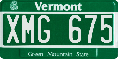 VT license plate XMG675