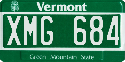 VT license plate XMG684
