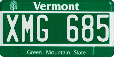 VT license plate XMG685