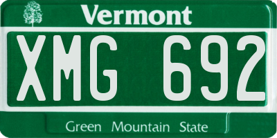VT license plate XMG692