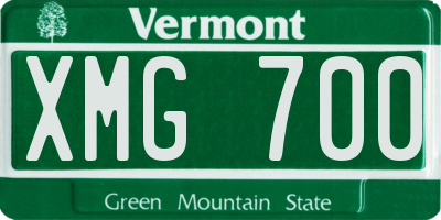 VT license plate XMG700