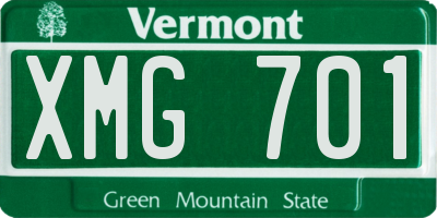 VT license plate XMG701
